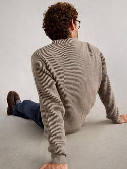 White Stuff Crew Neck Plated Stripe Jumper - view 2, Natural/Multi