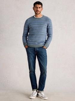 White Stuff Stripe Textured Jumper, Blue Mlt