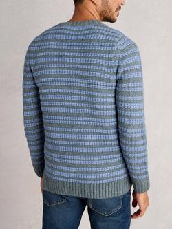 White Stuff Stripe Textured Jumper - view 2, Blue Mlt