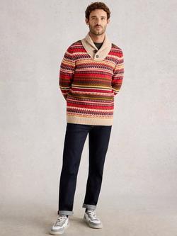 White Stuff Tenby Wool Blend Fair Isle Collar Jumper, Red/Multi