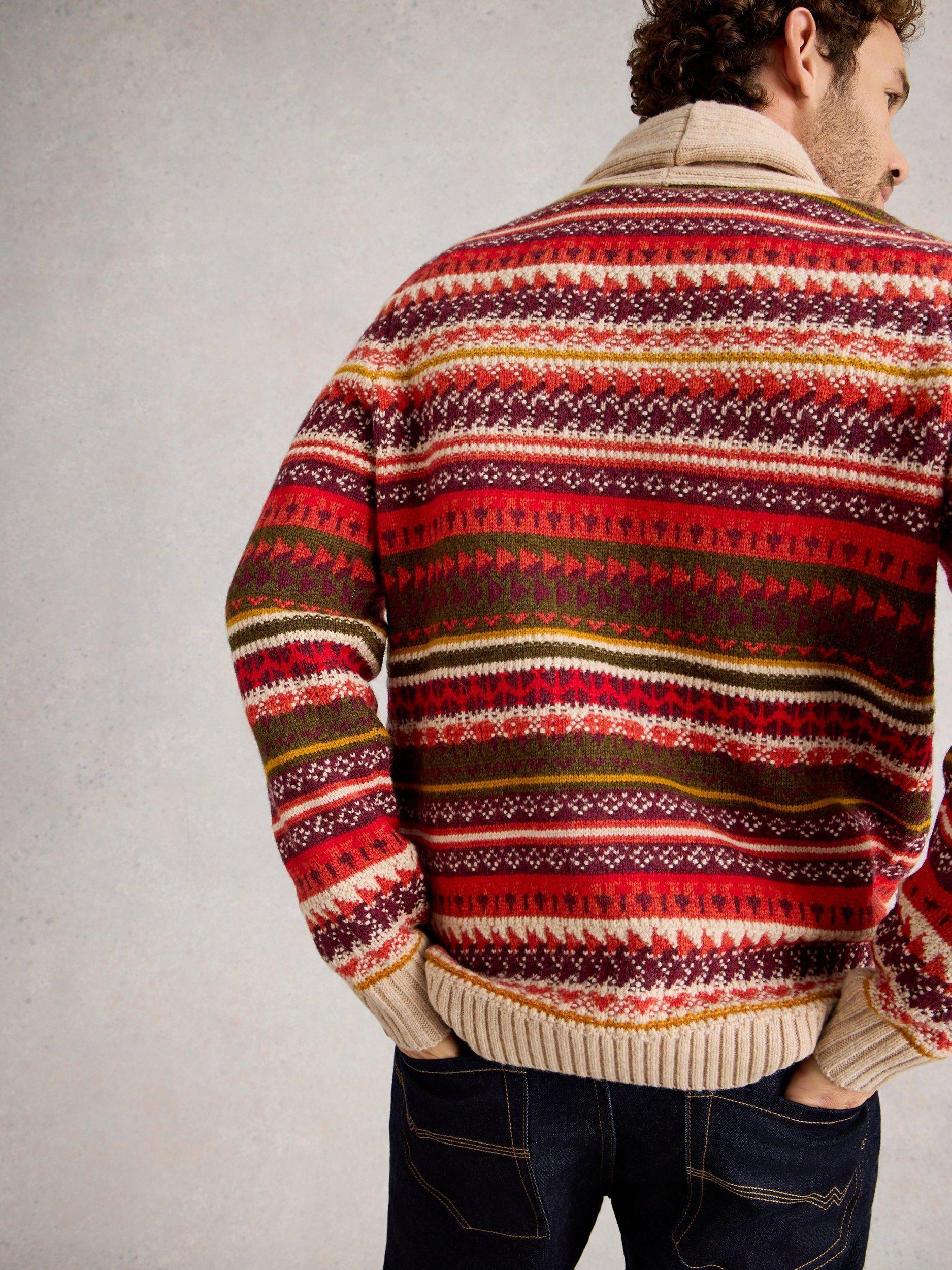 Product image 2 of 6, which shows White Stuff Tenby Wool Blend Fair Isle Collar Jumper, Red/Multi, M
