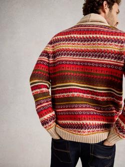 White Stuff Tenby Wool Blend Fair Isle Collar Jumper - view 2, Red/Multi