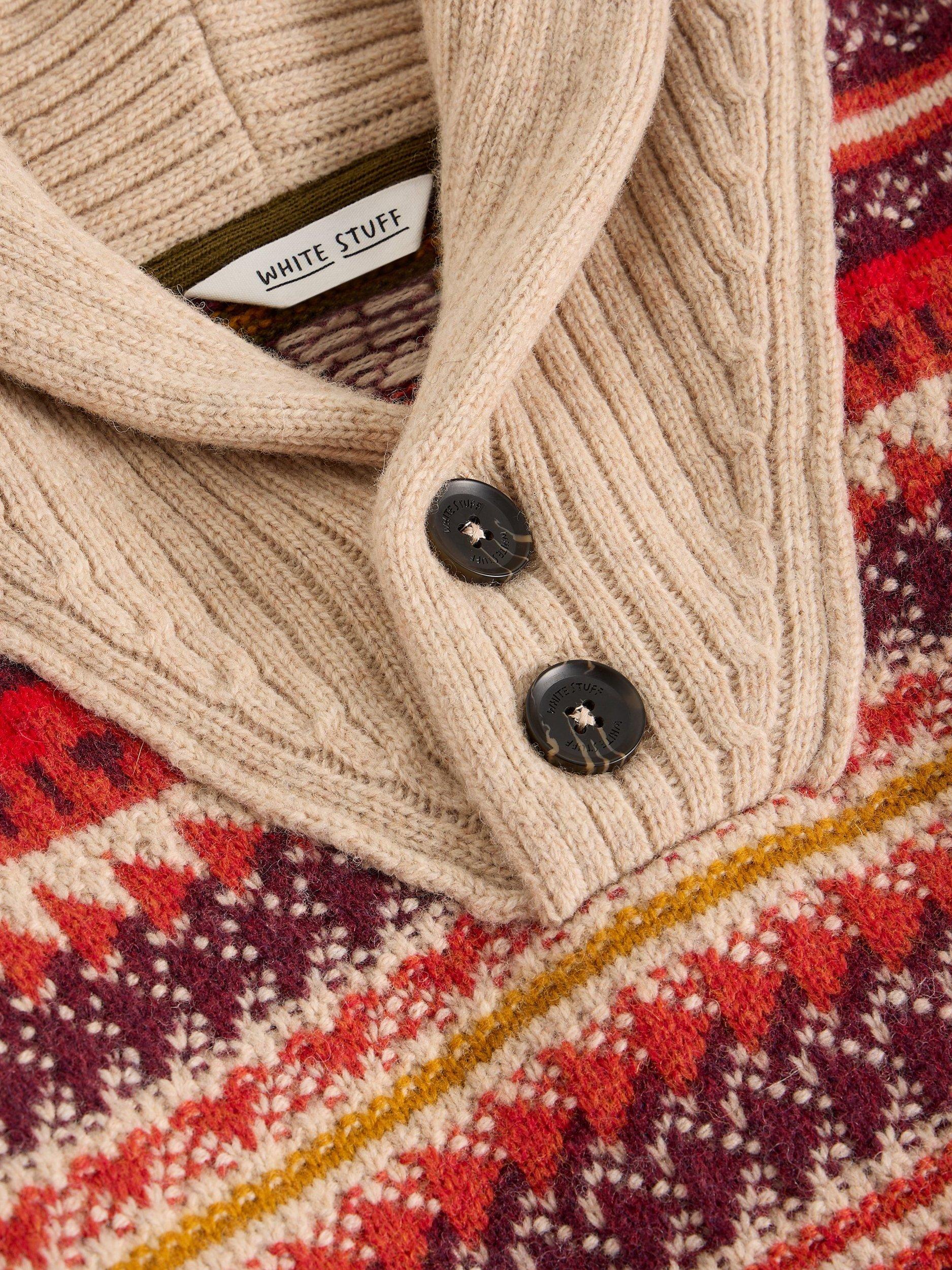 Product image 6 of 6, which shows White Stuff Tenby Wool Blend Fair Isle Collar Jumper, Red/Multi, M