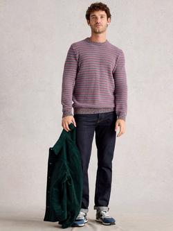 White Stuff Textured Stripe Cotton Wool Blend Jumper, Pink/Multi