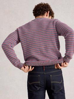 White Stuff Textured Stripe Cotton Wool Blend Jumper - view 2, Pink/Multi