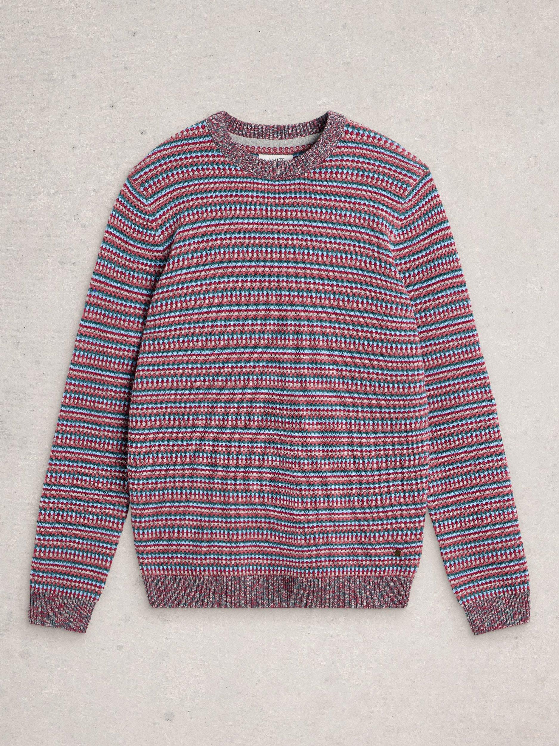 Product image 5 of 6, which shows White Stuff Textured Stripe Cotton Wool Blend Jumper, Pink/Multi, S