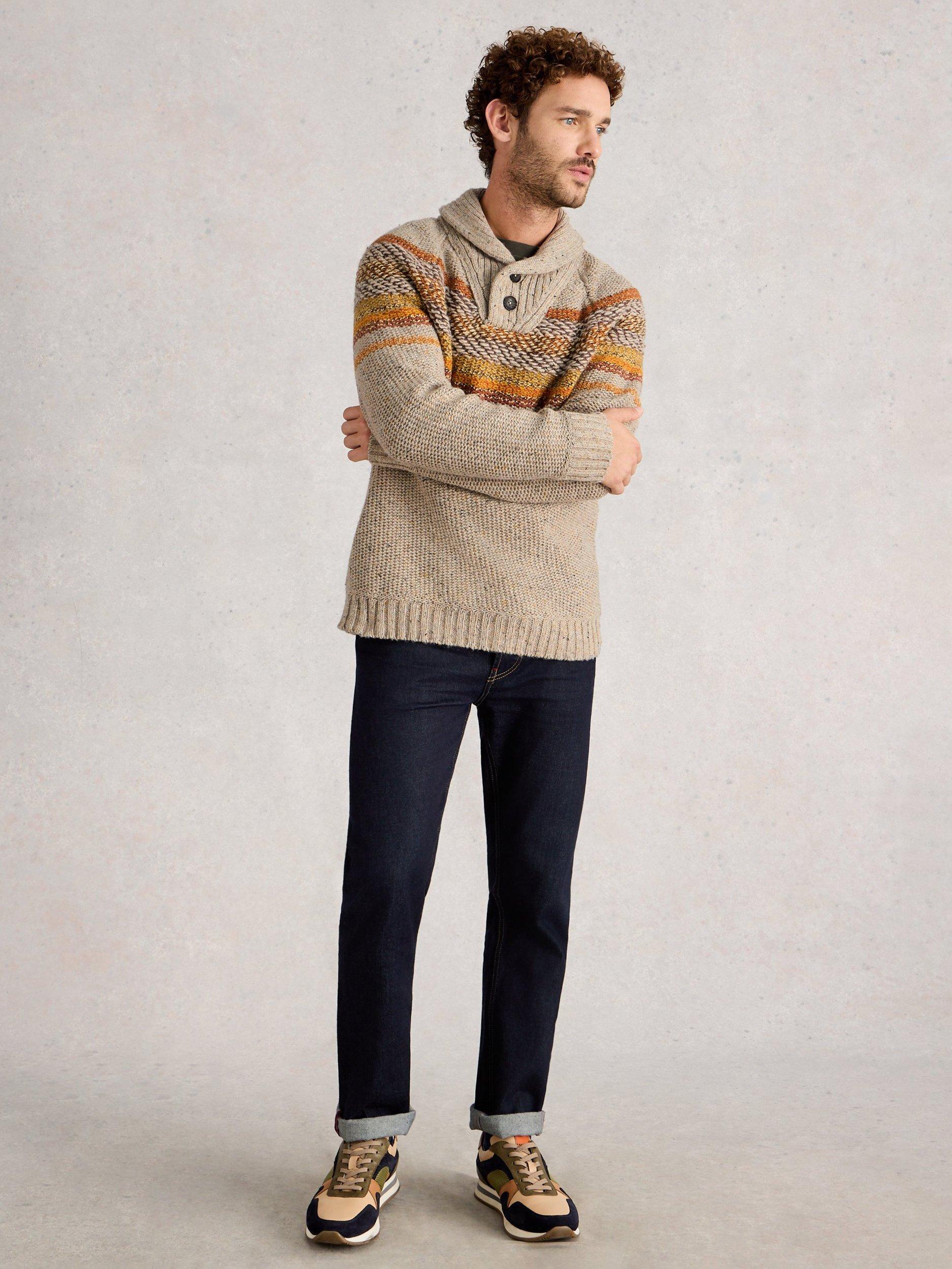 Product image 1 of 6, which shows White Stuff York Stripe Collar Jumper, Natural/Multi, S