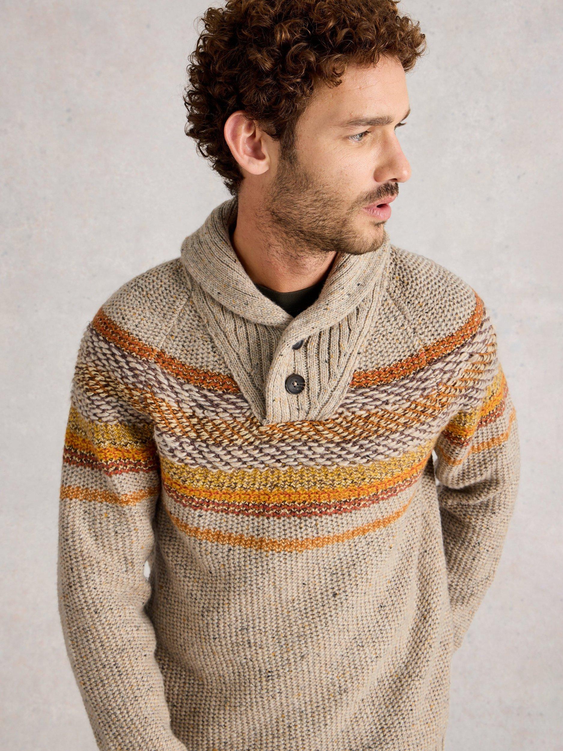 Product image 4 of 6, which shows White Stuff York Stripe Collar Jumper, Natural/Multi, S