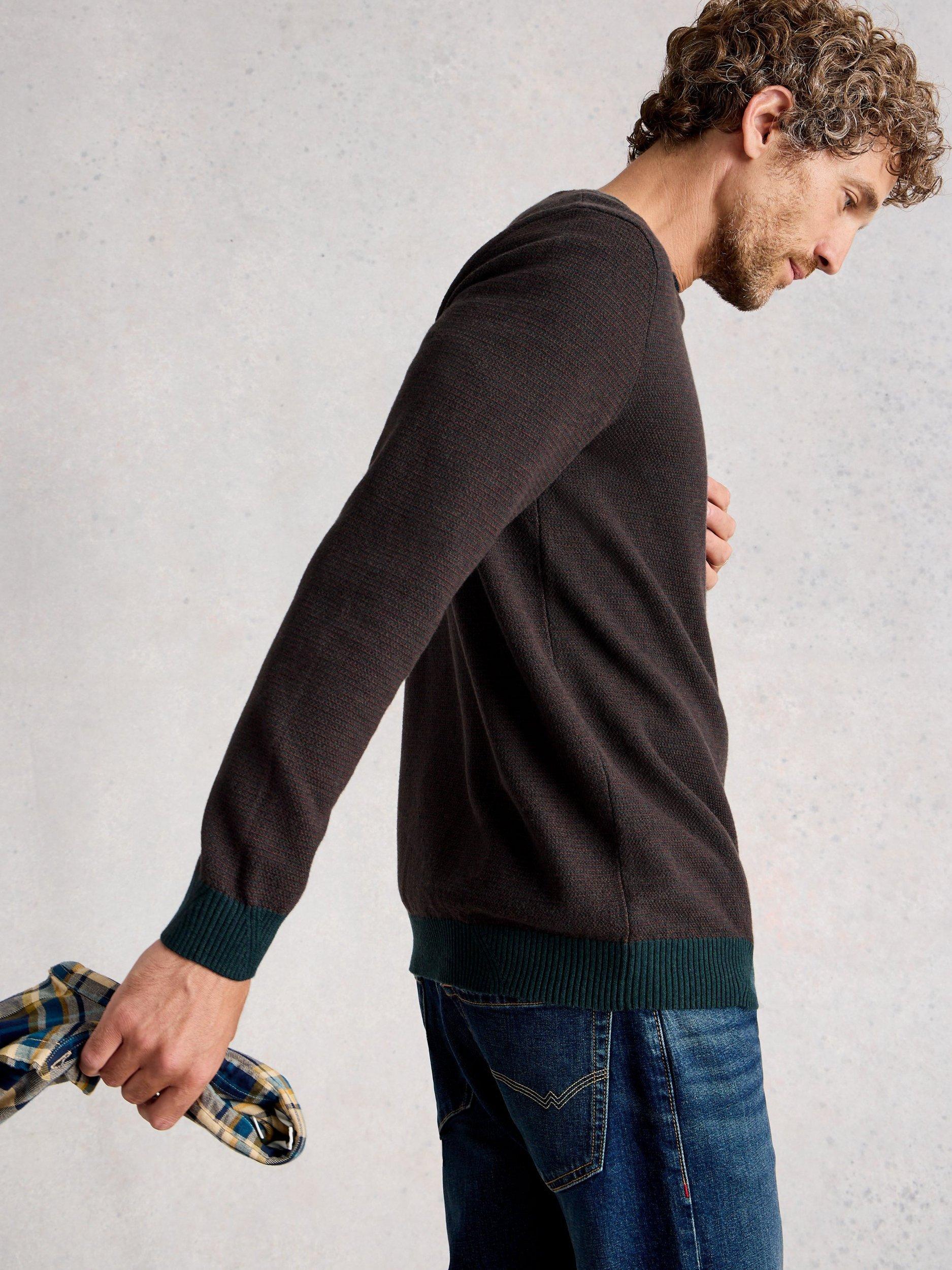 Product image 4 of 6, which shows White Stuff Newport Merino Cotton Blend Crew Jumper, Green/Multi, S