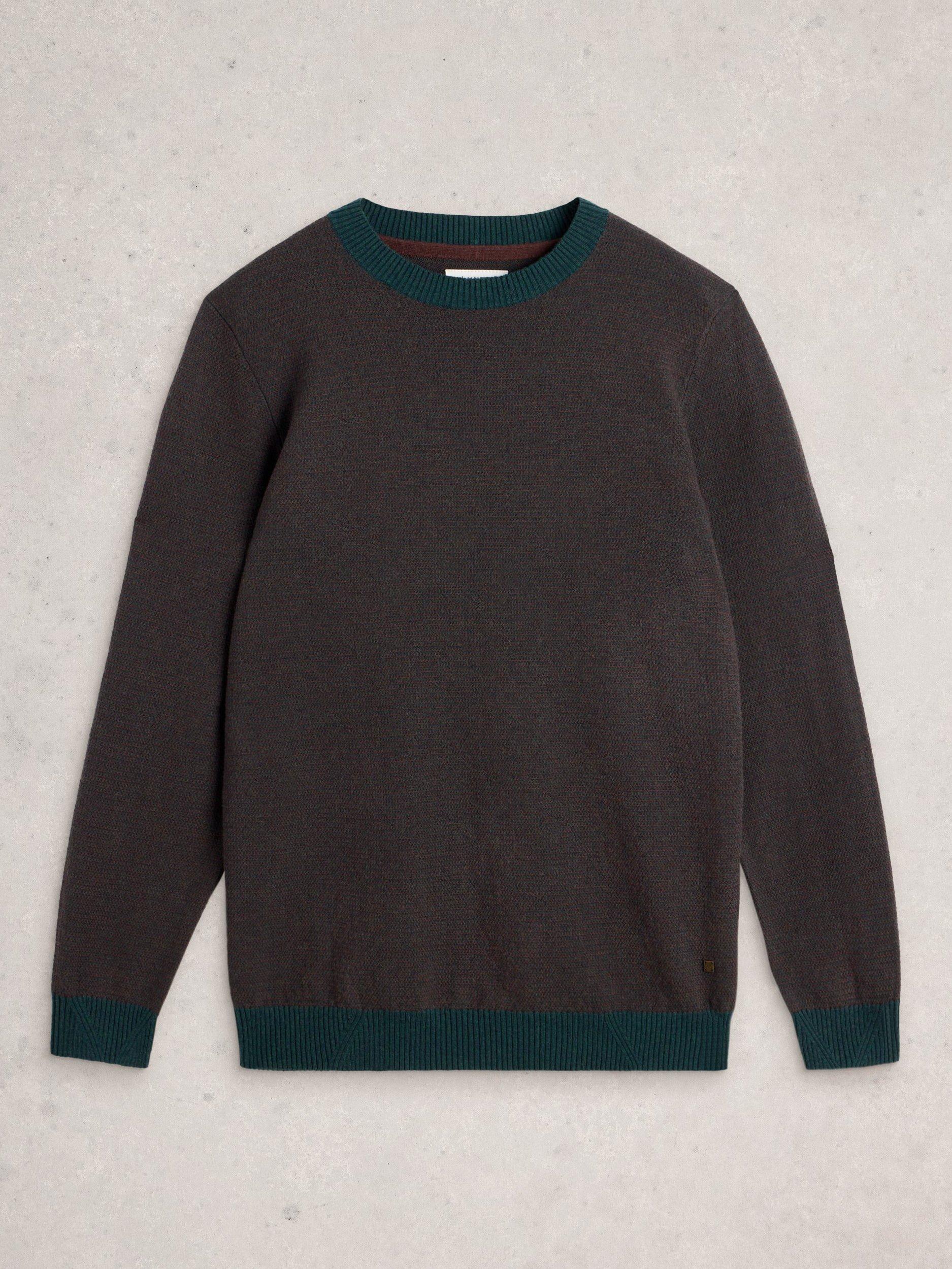 Product image 5 of 6, which shows White Stuff Newport Merino Cotton Blend Crew Jumper, Green/Multi, S