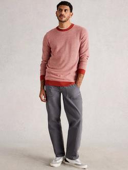 Reiss Newport Merino Wool Cotton Blend Jumper, Orange/Multi