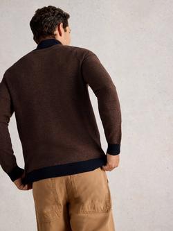 White Stuff Newport Half Zip Merino Wool Cotton Blend Jumper - view 2, Brown