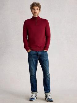 White Stuff Newport Half Zip Merino Wool Jumper, Mid Red
