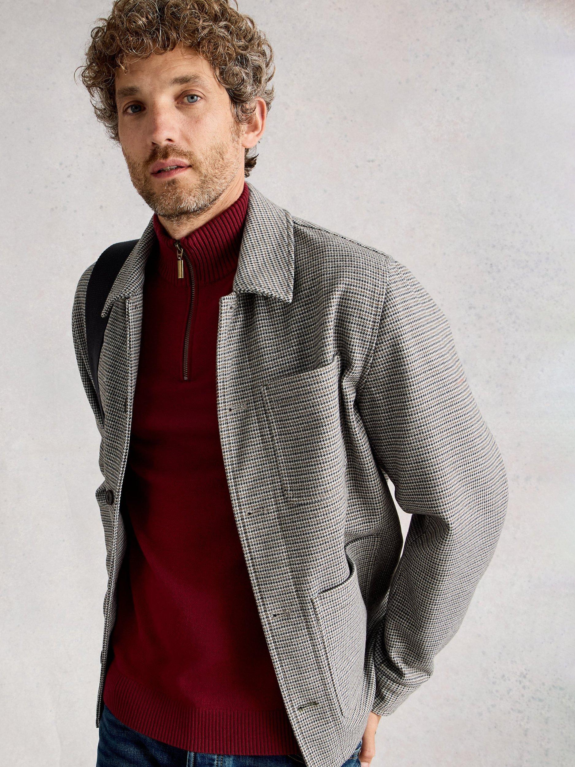 Product image 4 of 6, which shows White Stuff Newport Half Zip Merino Wool Jumper, Mid Red, S Reg