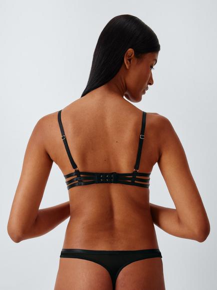 John Lewis Alexis Bow Embroidered Bra, Black - view 2, Black