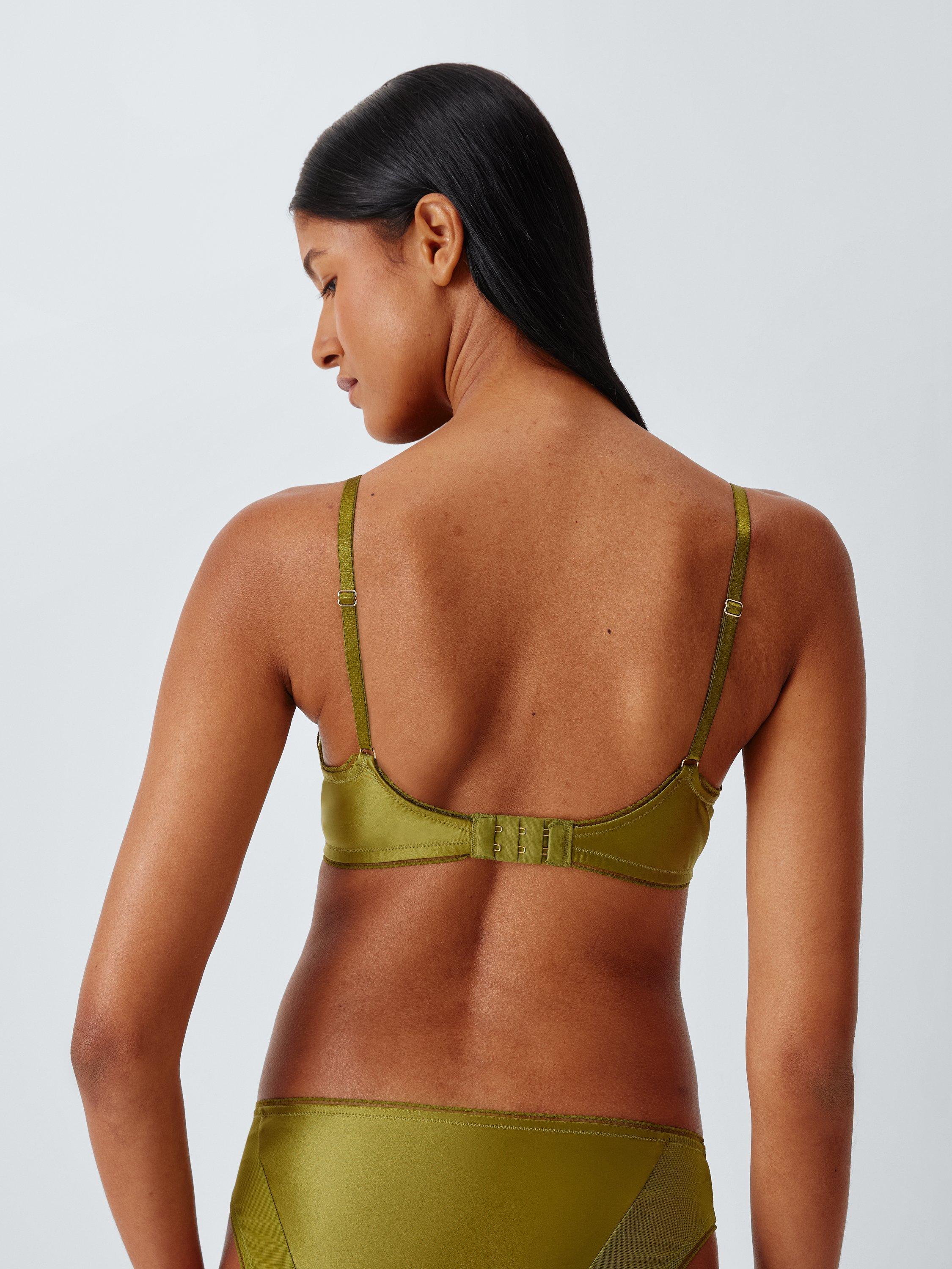 Product image 2 of 8, which shows John Lewis Cameron Lace Padded Plunge Bra, Peatmoss, 30C
