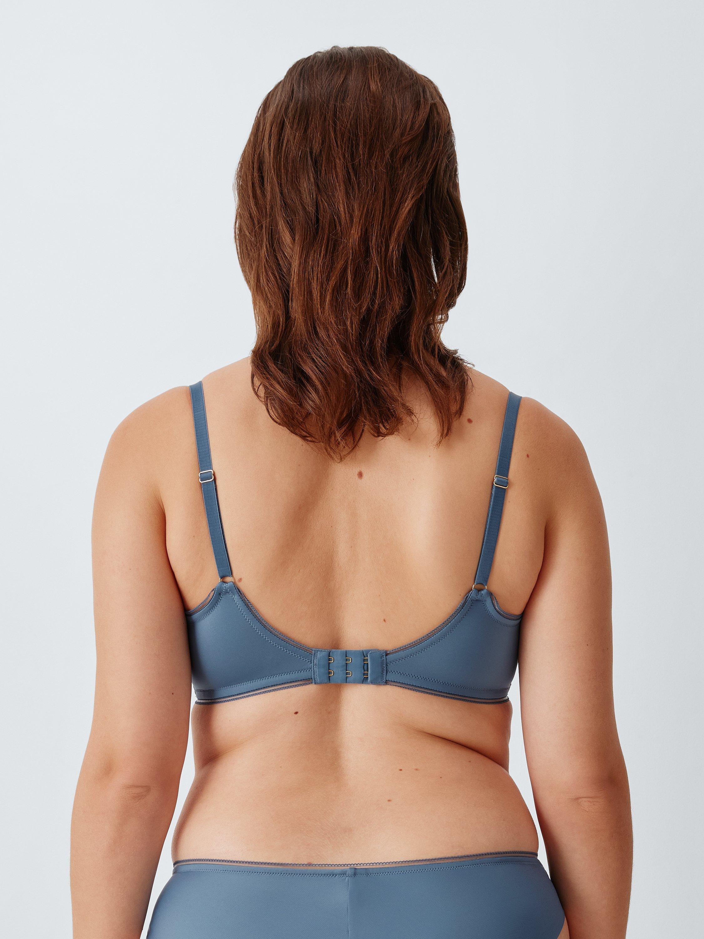 Product image 7 of 8, which shows John Lewis Camilla Non-Padded Adjustable Lace Bra, China Blue, 32B