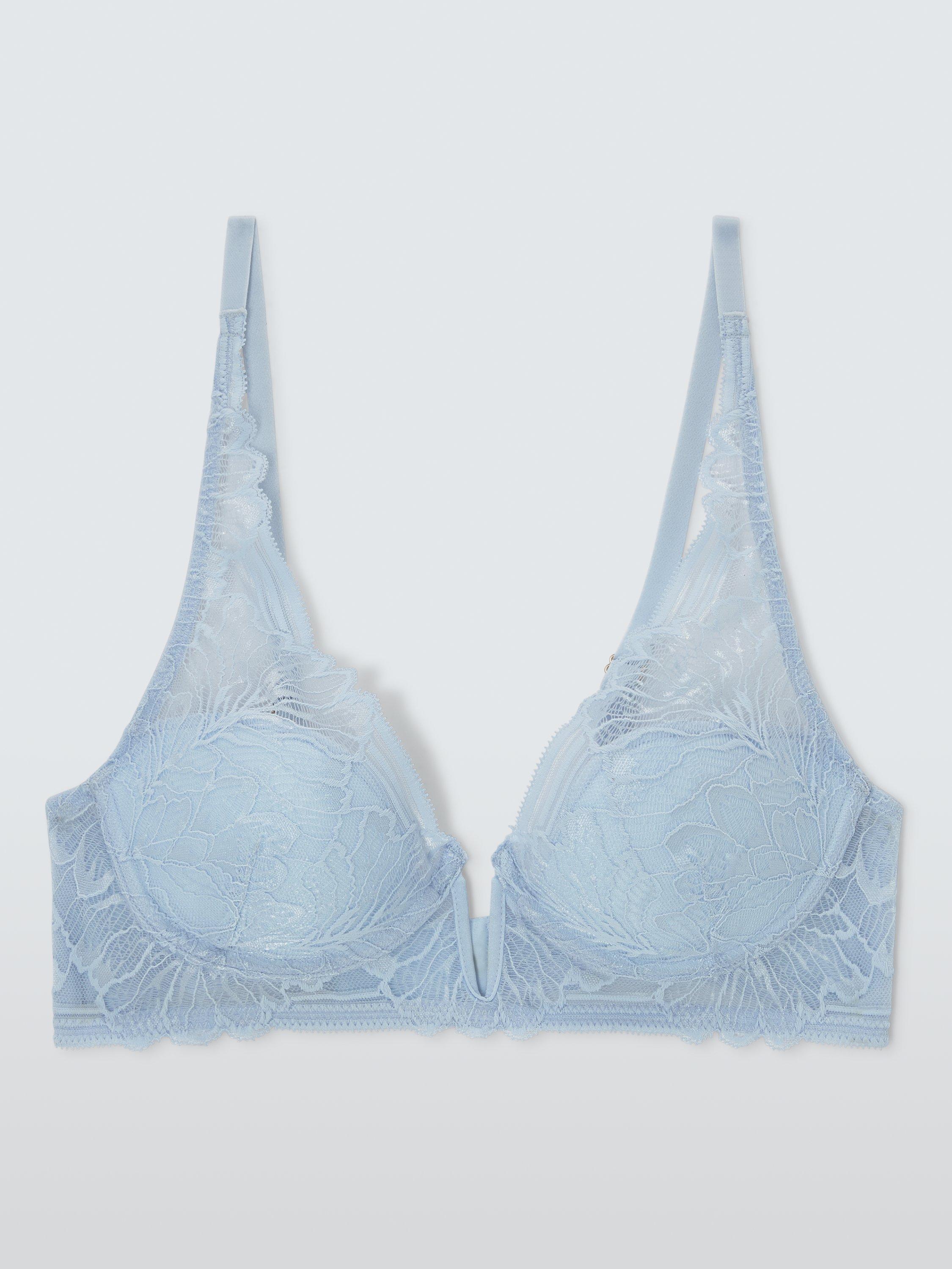 Product image 4 of 8, which shows John Lewis Hallie High Apex Underwired Bra, Light Blue, 30C