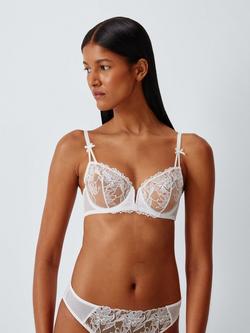 John Lewis Izzie Broderie Plunge Bra, White, White