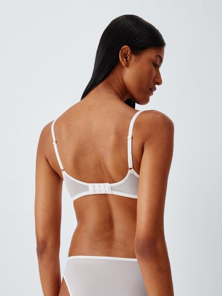 John Lewis Izzie Broderie Plunge Bra, White - view 2, White
