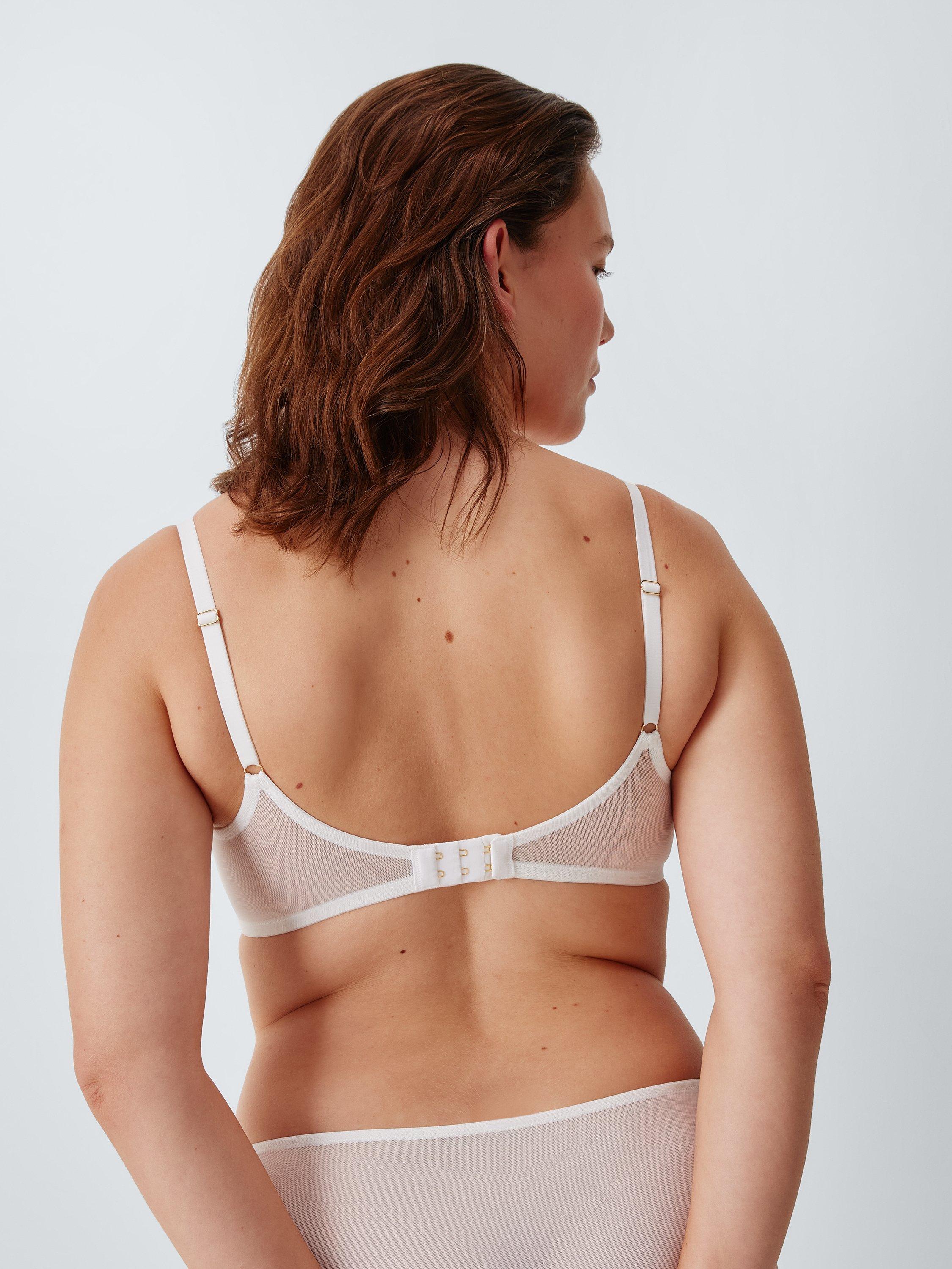 Product image 7 of 8, which shows John Lewis Izzie Broderie Plunge Bra, White, 32B