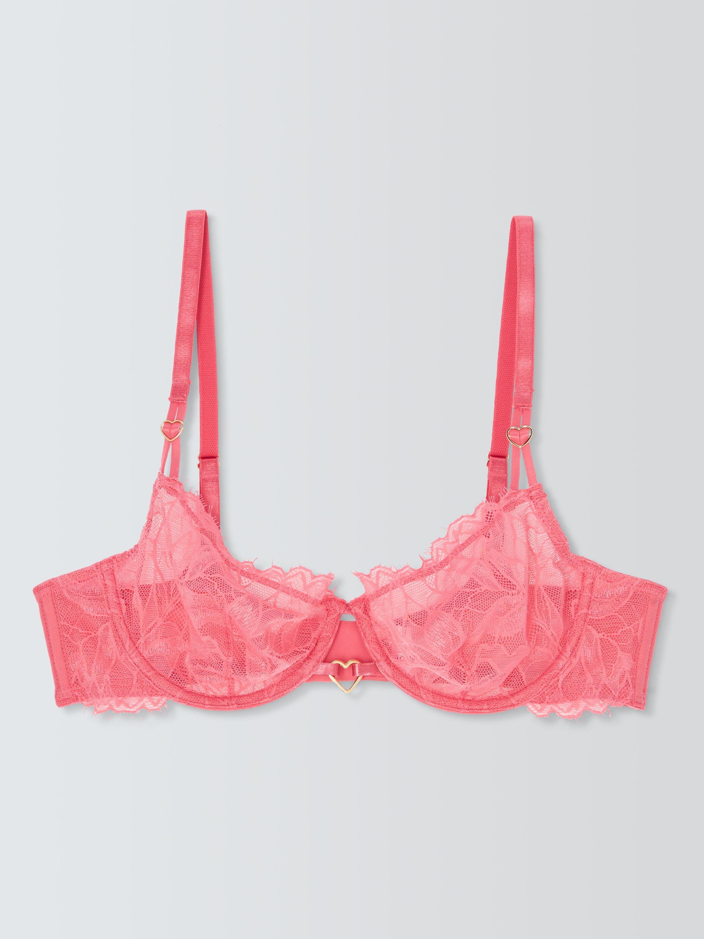 Product image 4 of 8, which shows John Lewis Jordan Non-Padded Balcony Bra, Rose Pink, 32B