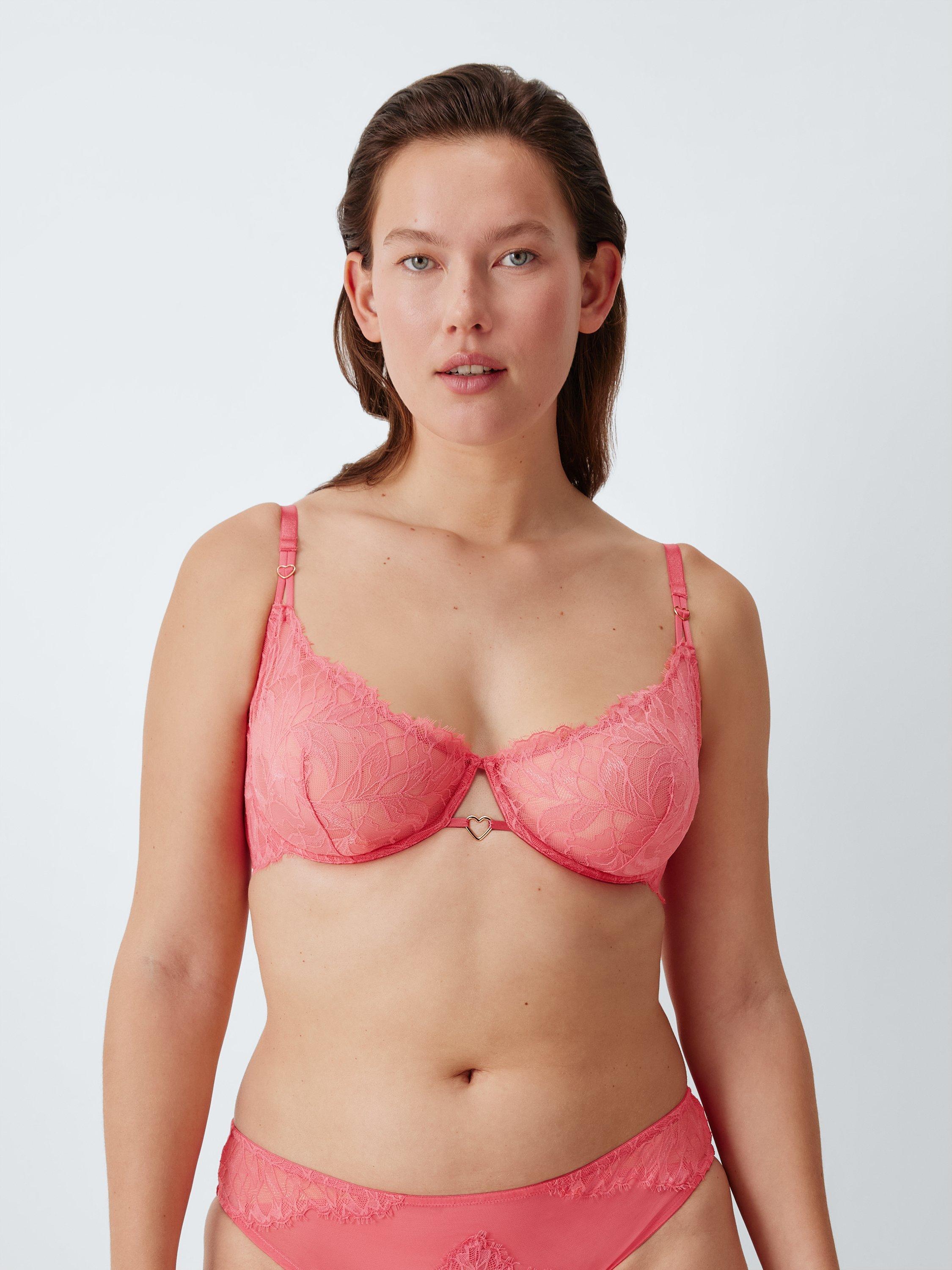 Product image 6 of 8, which shows John Lewis Jordan Non-Padded Balcony Bra, Rose Pink, 32B
