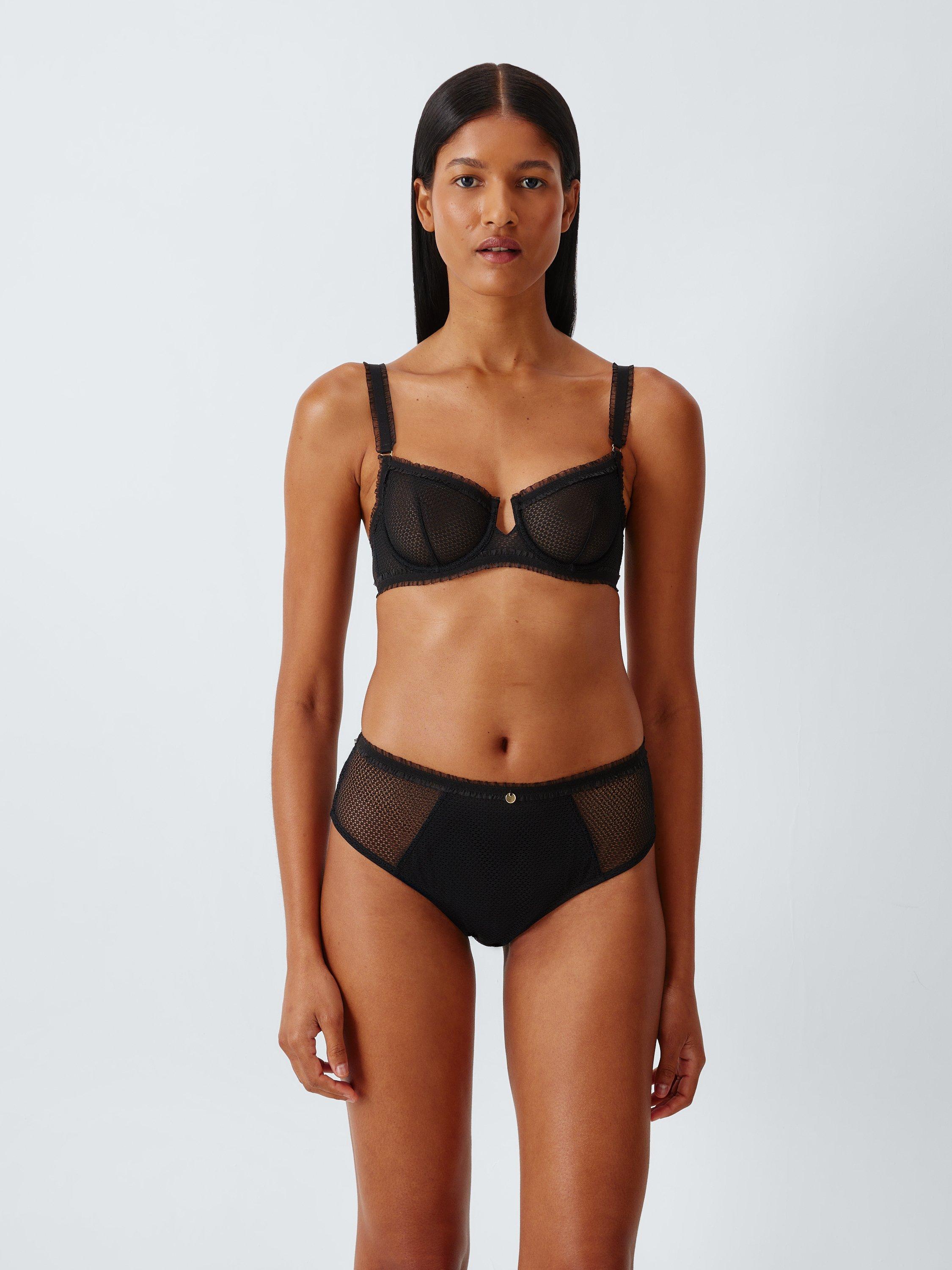 Product image 3 of 8, which shows John Lewis Maddison Non-Padded Lace Balcony Bra, Black, 32B
