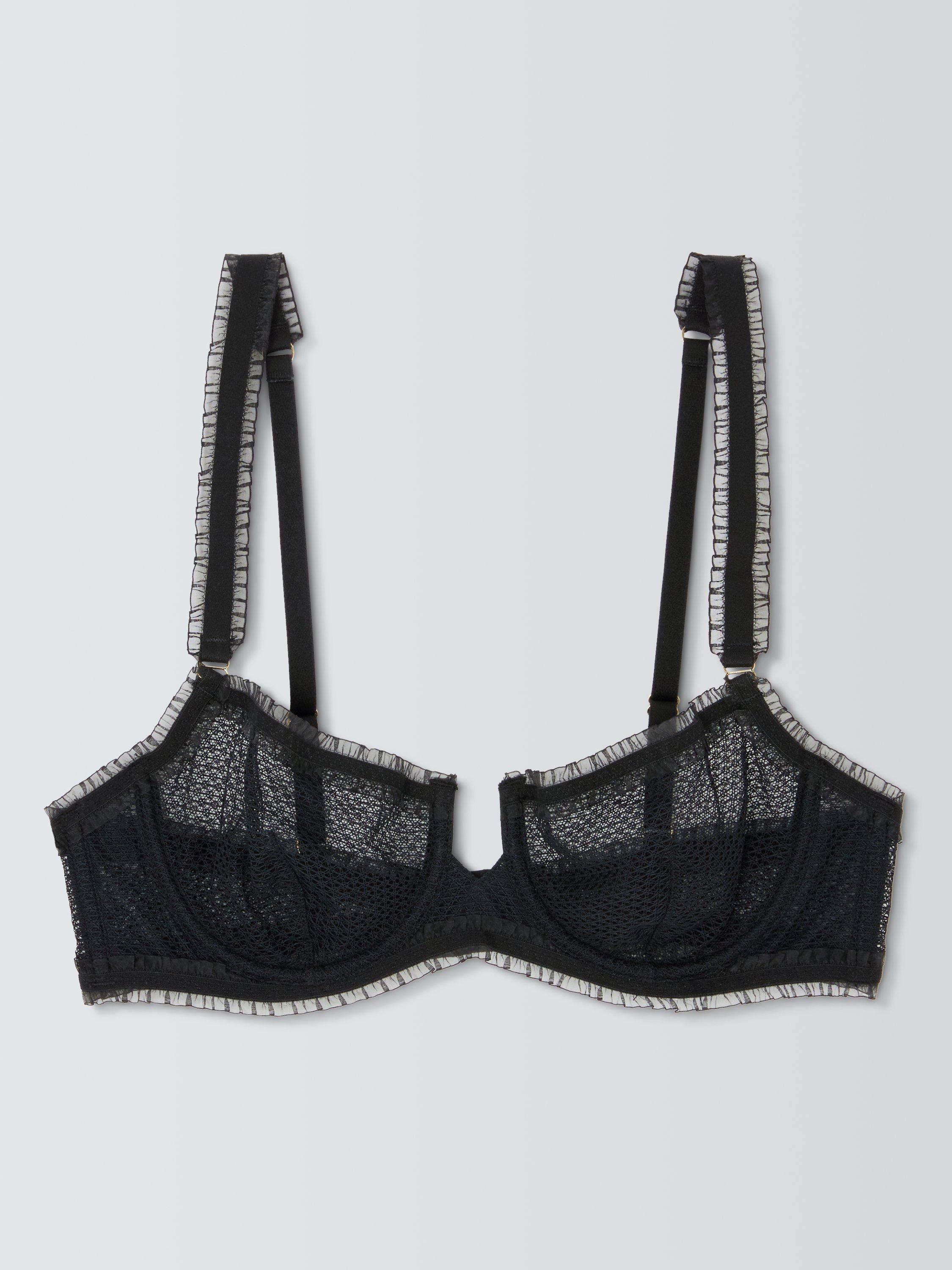 Product image 4 of 8, which shows John Lewis Maddison Non-Padded Lace Balcony Bra, Black, 32B