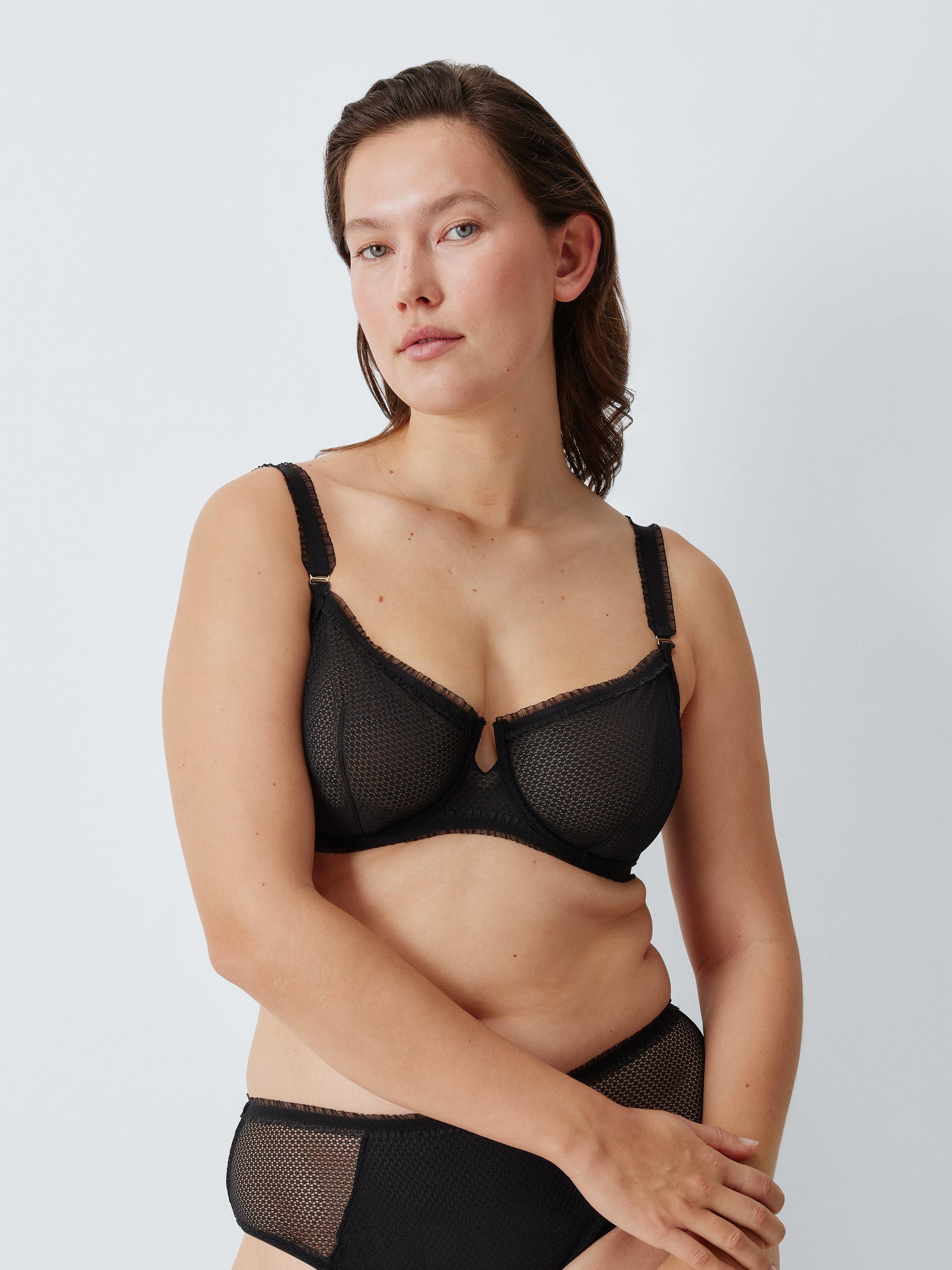 Product image 6 of 8, which shows John Lewis Maddison Non-Padded Lace Balcony Bra, Black, 32B
