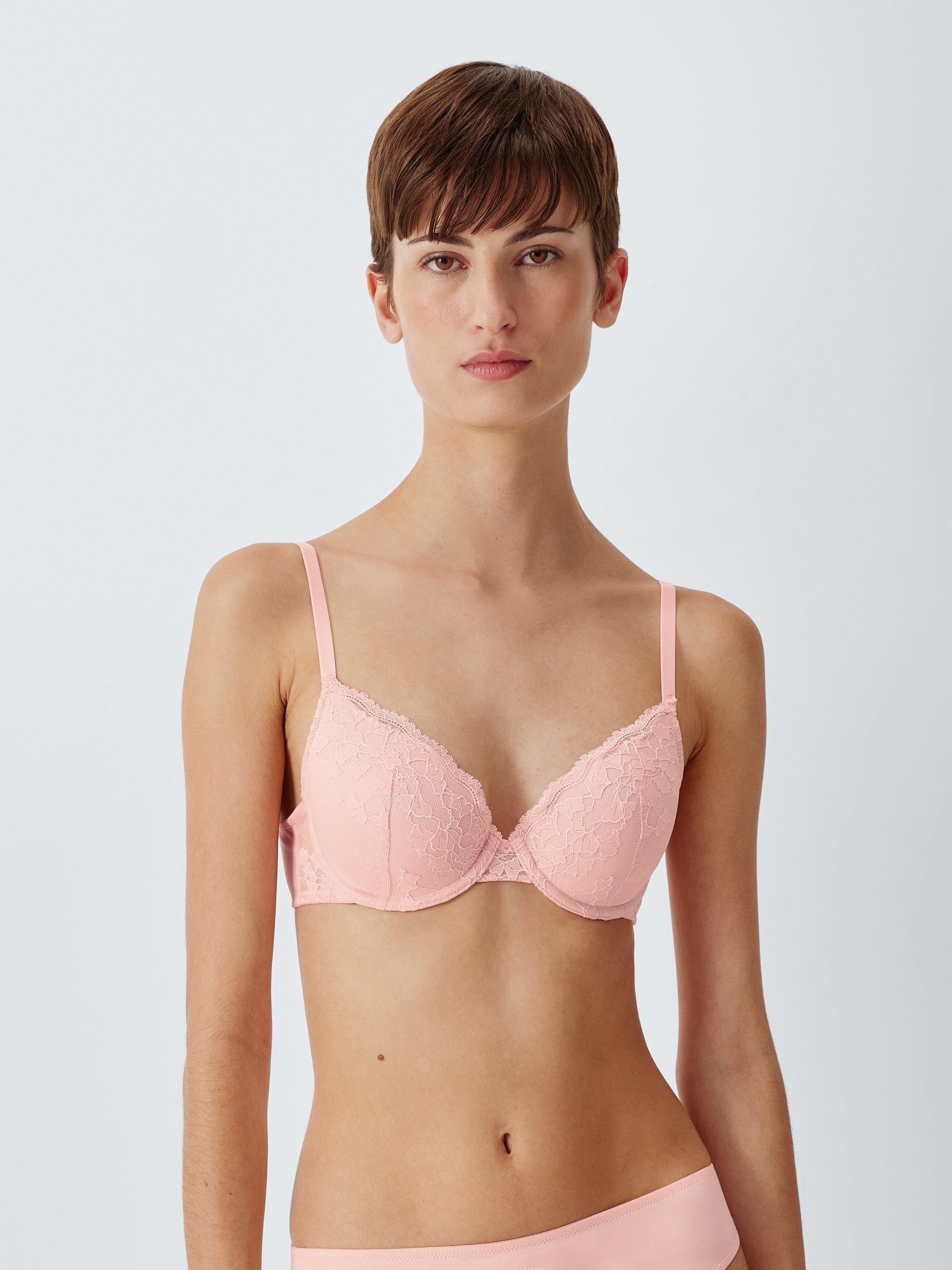 Product image 1 of 8, which shows John Lewis Olivia Lace Plunge Bra, Light Pink, 30D