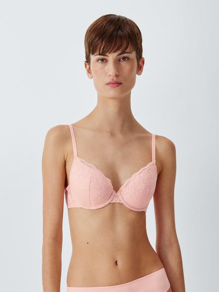 John Lewis Olivia Lace Plunge Bra, Light Pink