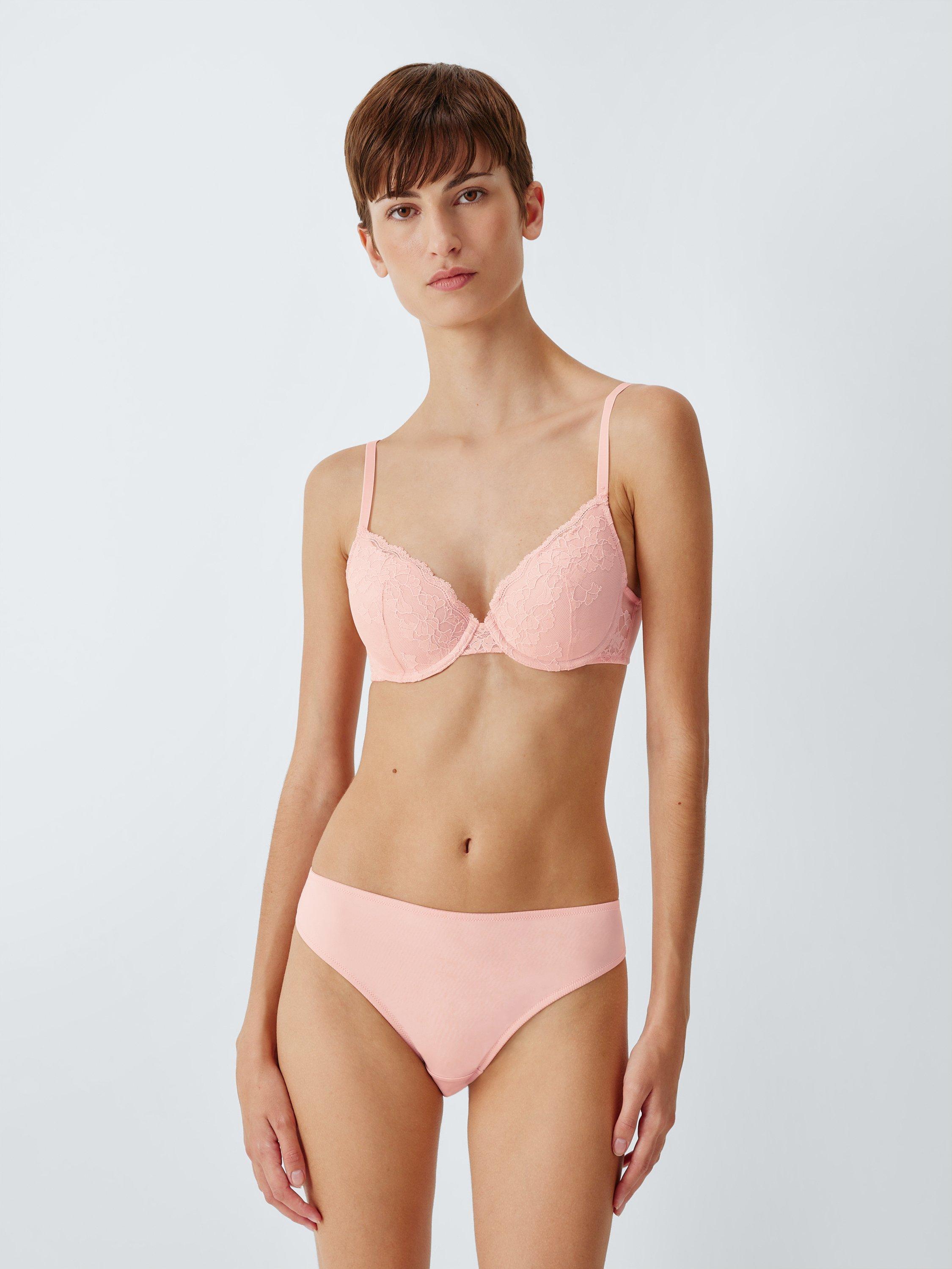 Product image 3 of 8, which shows John Lewis Olivia Lace Plunge Bra, Light Pink, 30D