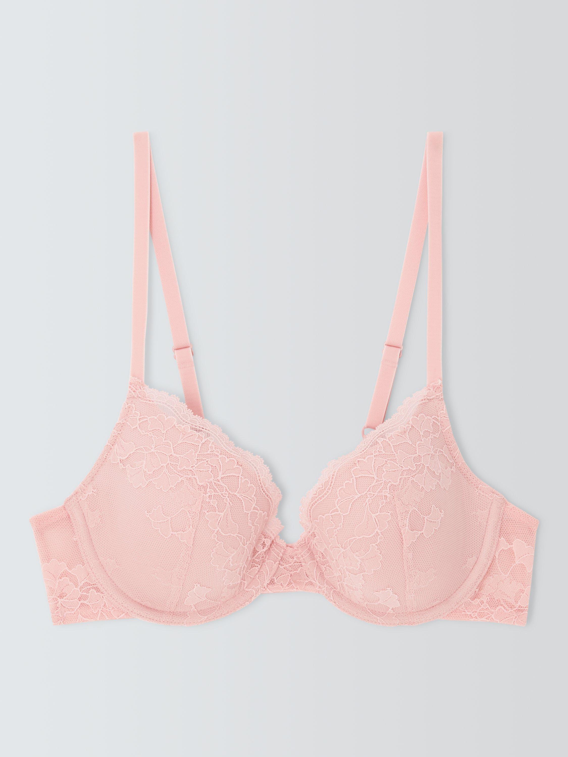 Product image 4 of 8, which shows John Lewis Olivia Lace Plunge Bra, Light Pink, 30D