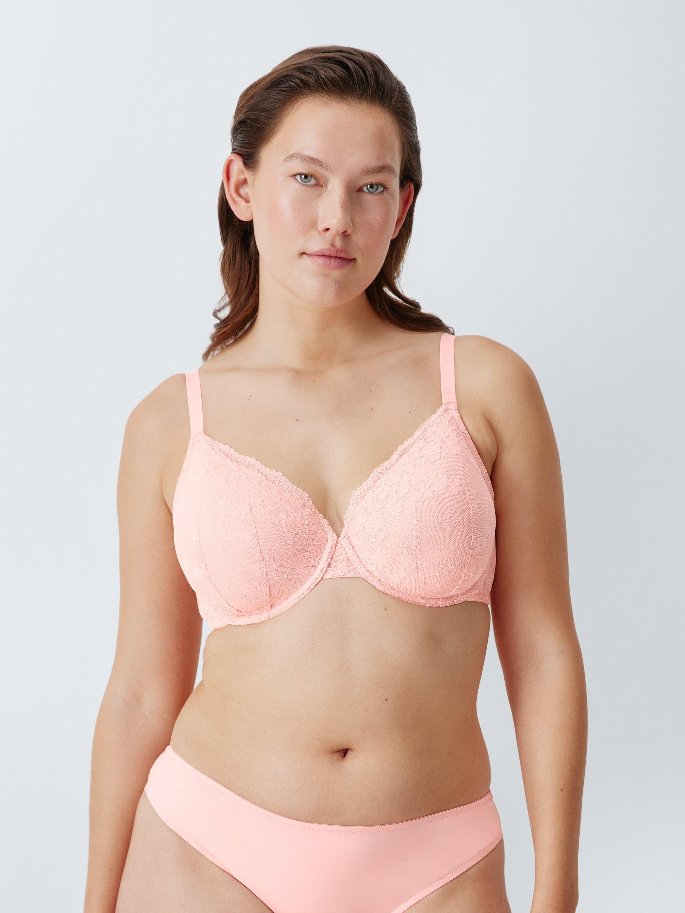Product image 6 of 8, which shows John Lewis Olivia Lace Plunge Bra, Light Pink, 30D
