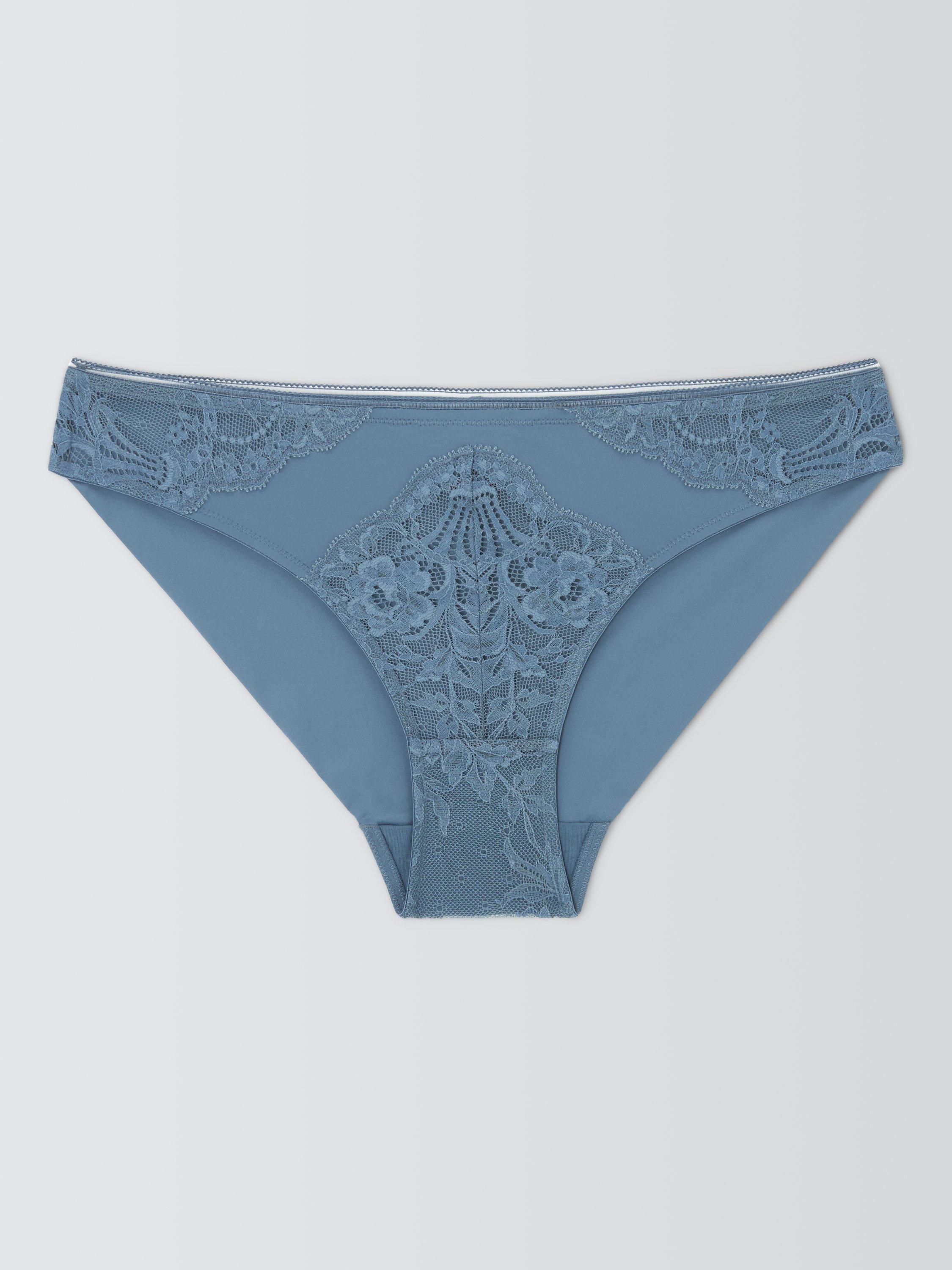 Product image 4 of 8, which shows John Lewis Camilla Lace Knickers, China Blue, 8