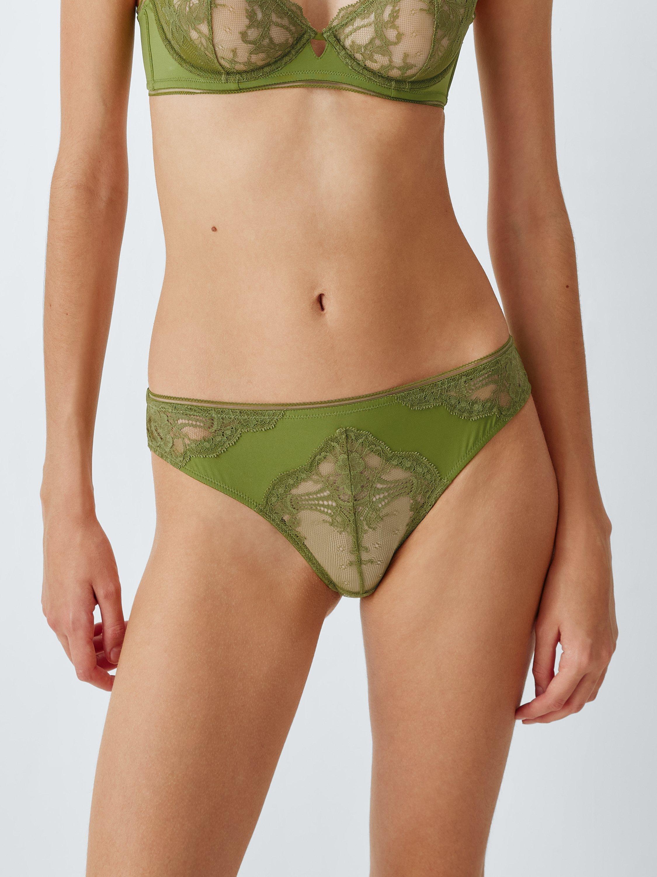 Product image 1 of 8, which shows John Lewis Camilla Lace Detail Knickers , Peatmoss, 8