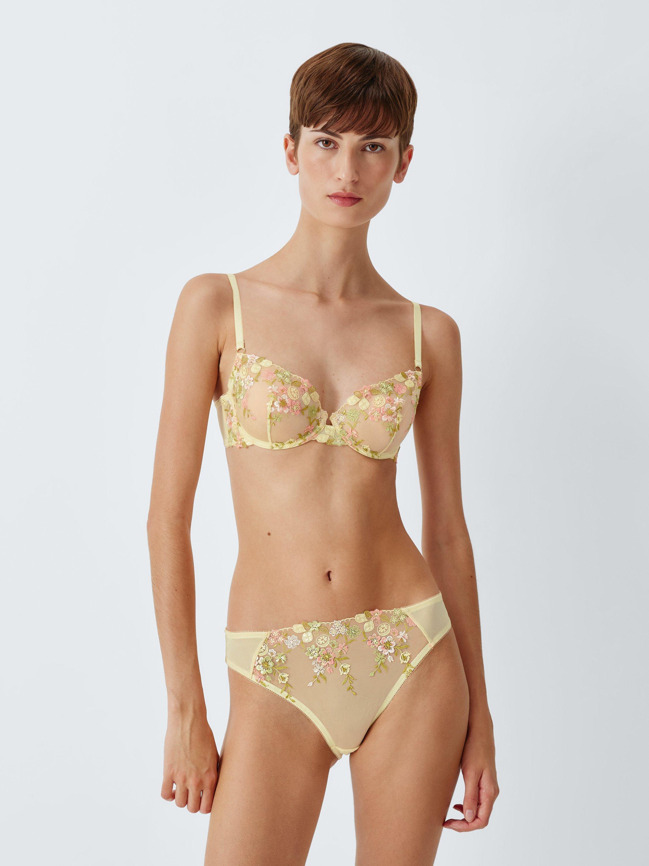 Product image 3 of 8, which shows John Lewis Kiki Floral Embroidered Knickers  , Yellow, 8