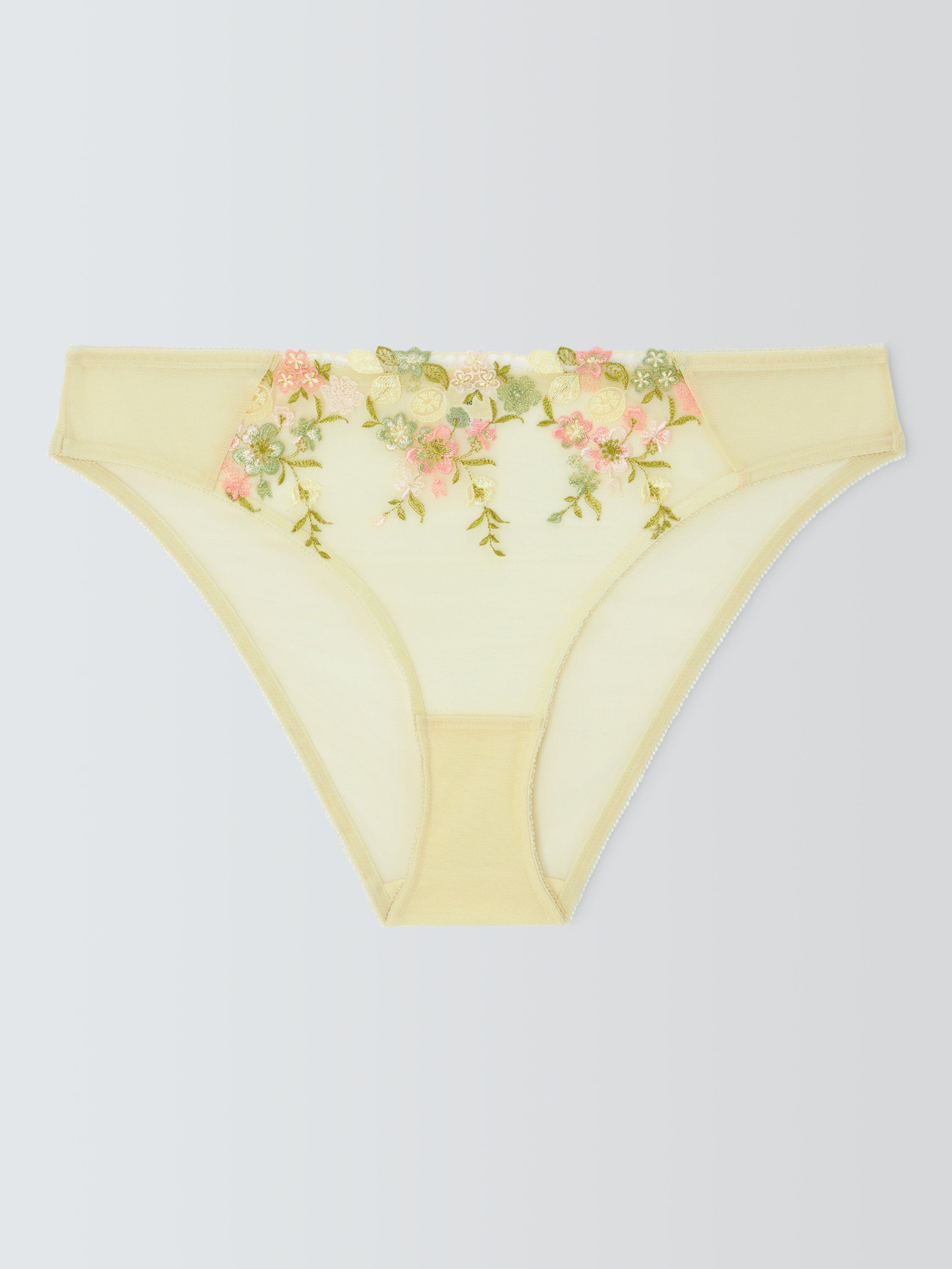 Product image 4 of 8, which shows John Lewis Kiki Floral Embroidered Knickers  , Yellow, 8