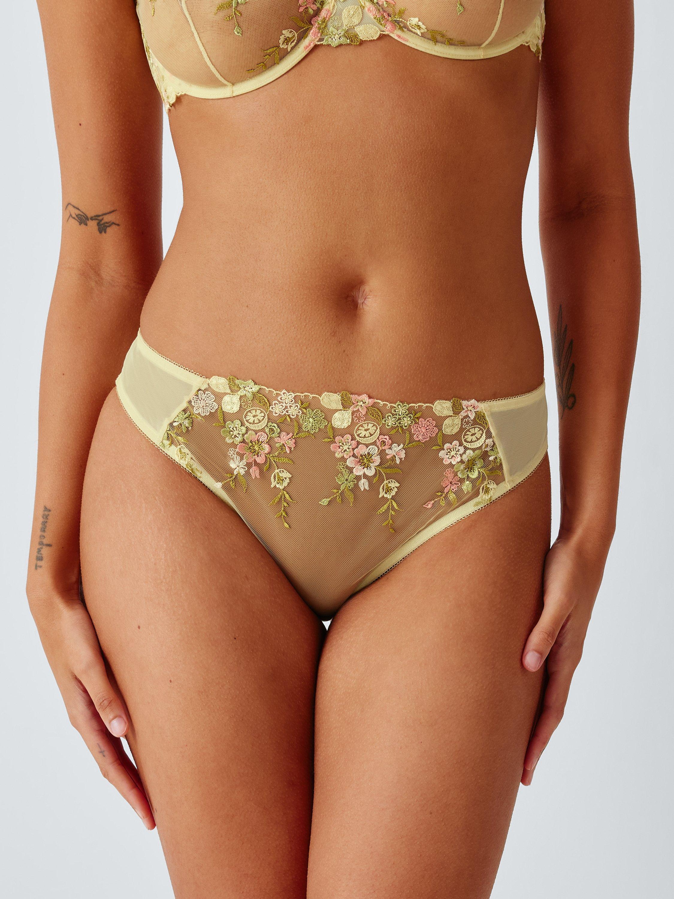 Product image 6 of 8, which shows John Lewis Kiki Floral Embroidered Knickers  , Yellow, 8