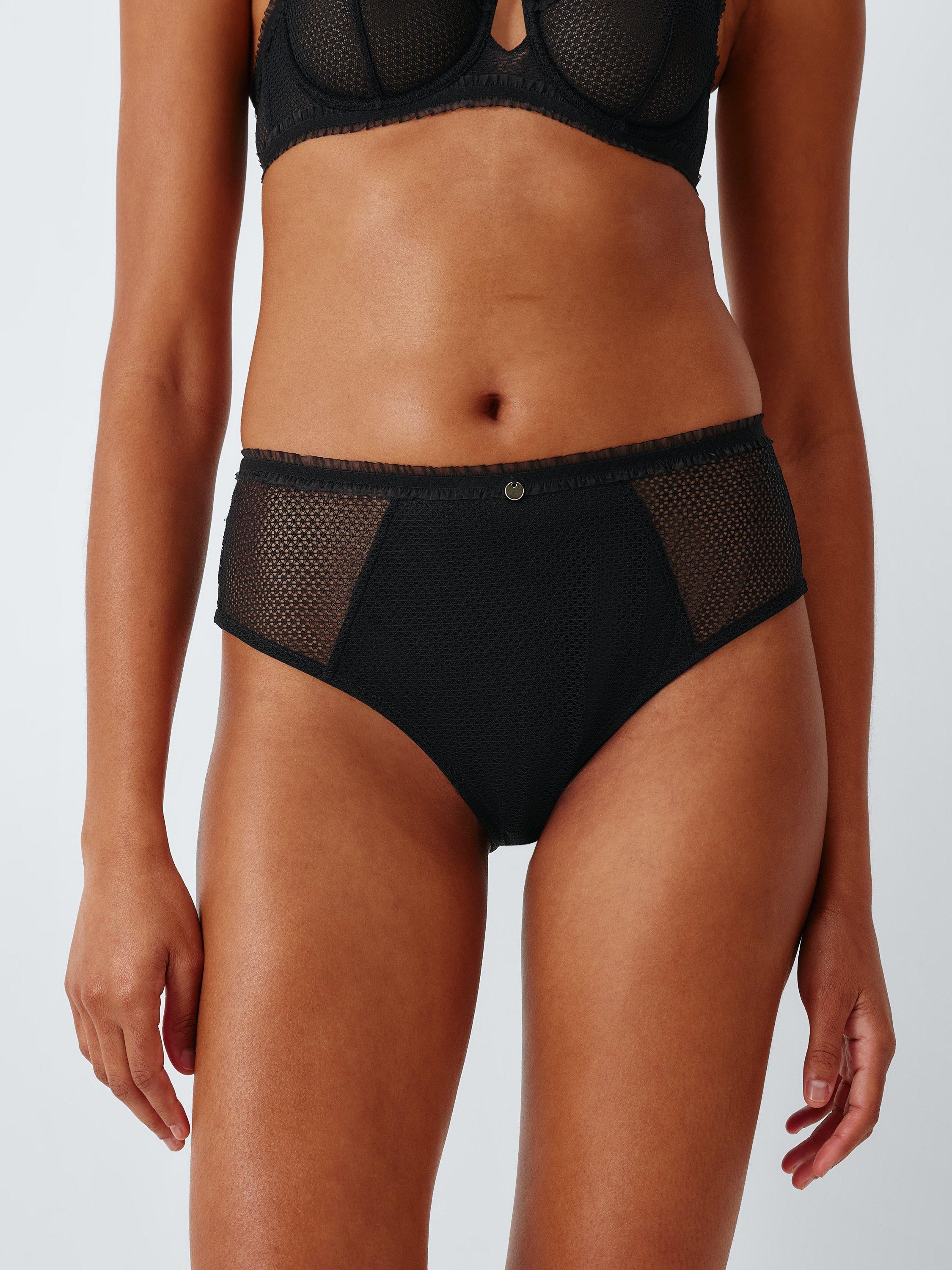 Product image 1 of 8, which shows John Lewis Maddison Lace High Waist Knickers, Black, 8