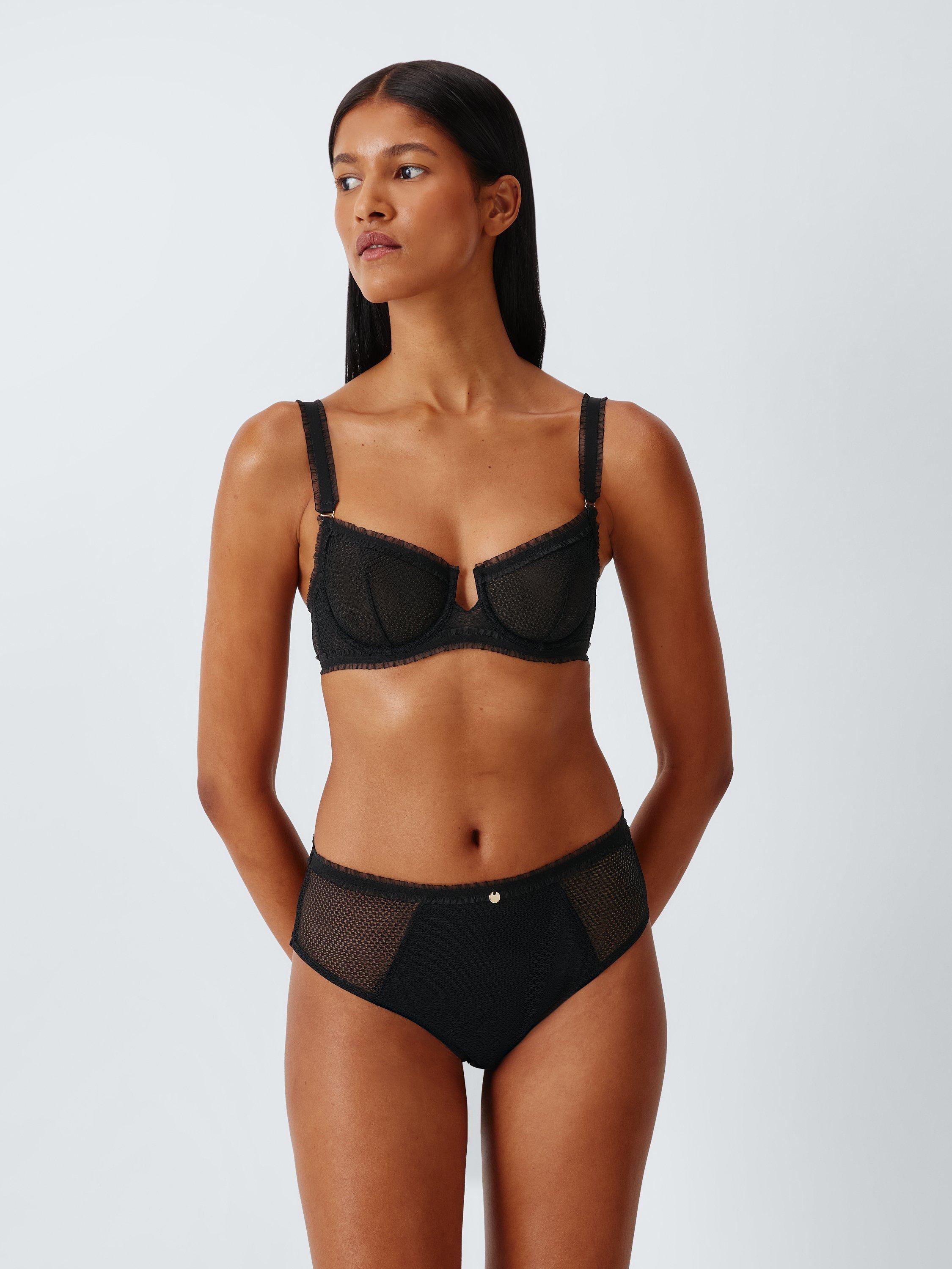 Product image 3 of 8, which shows John Lewis Maddison Lace High Waist Knickers, Black, 8