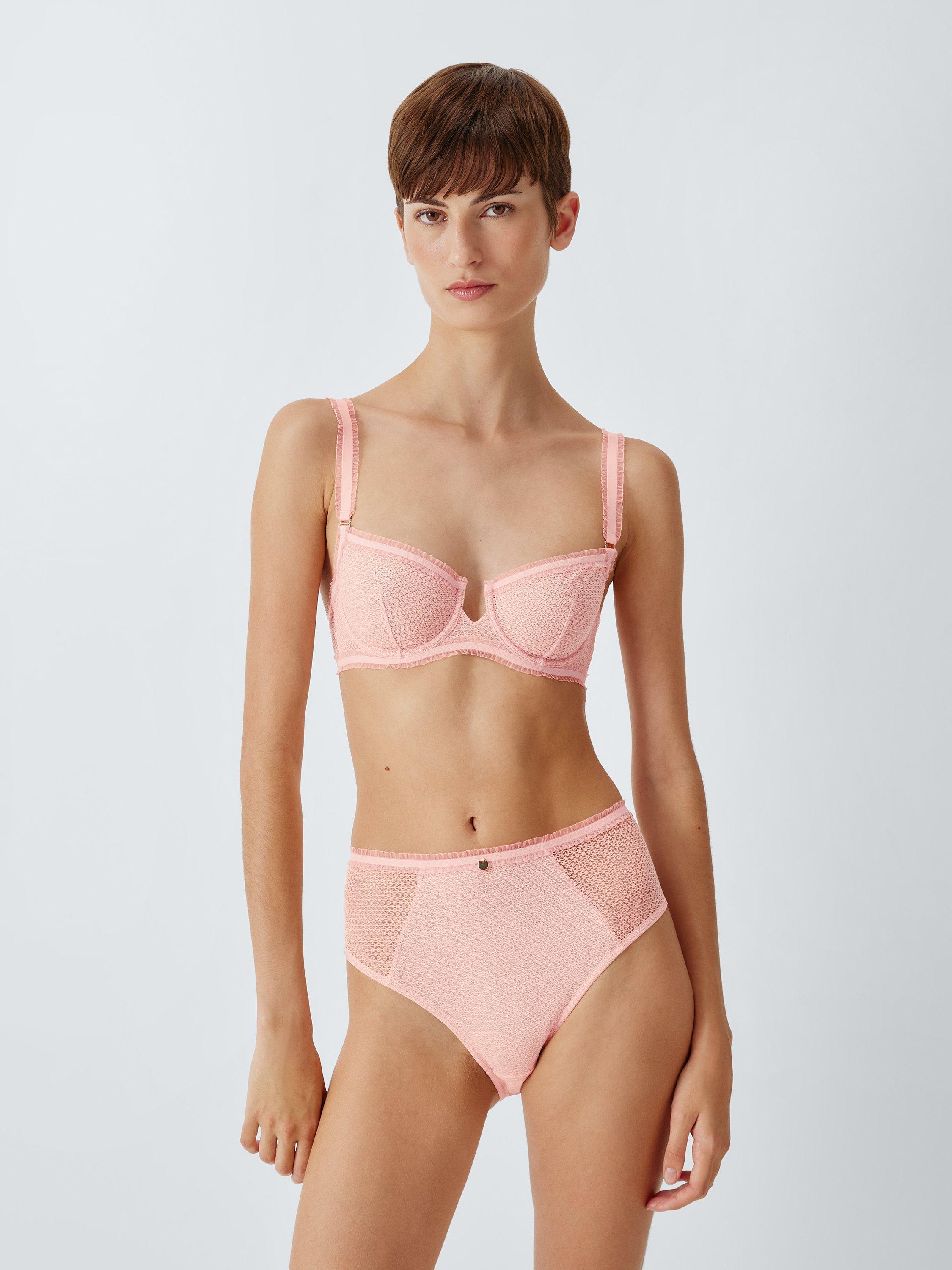 Product image 3 of 8, which shows John Lewis Maddison Lace High Waist Knickers, Light Pink, 8