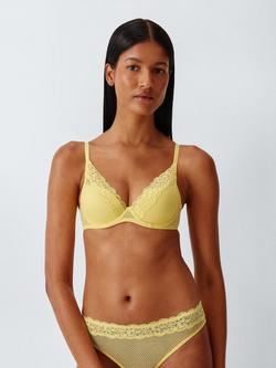 John Lewis Serephine Lace Plunge Bra, Yellow, Yellow