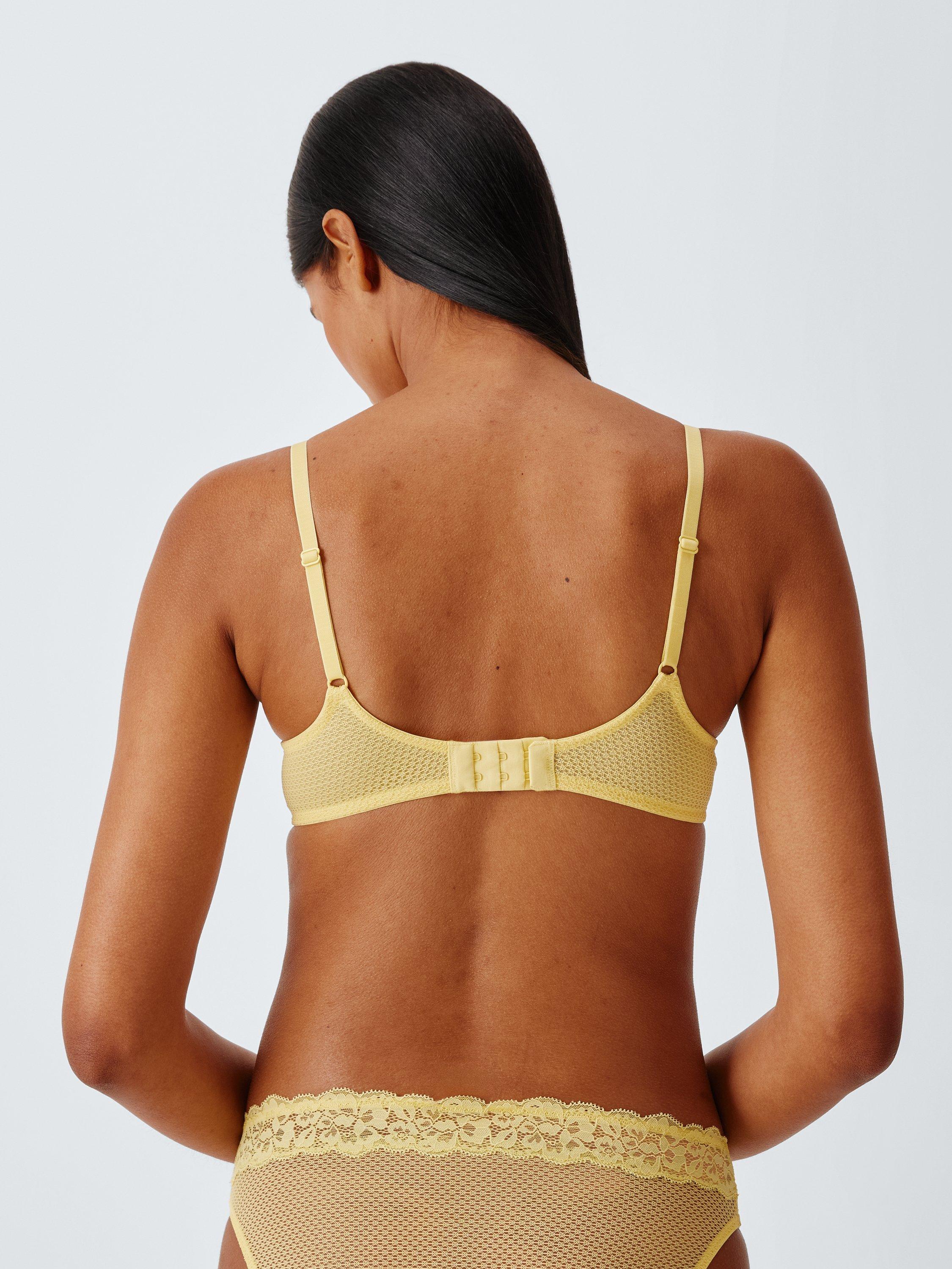 Product image 2 of 8, which shows John Lewis Serephine Lace Plunge Bra, Yellow, 30D