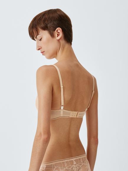 John Lewis Wren Lace Balcony Bra - view 2, Almond