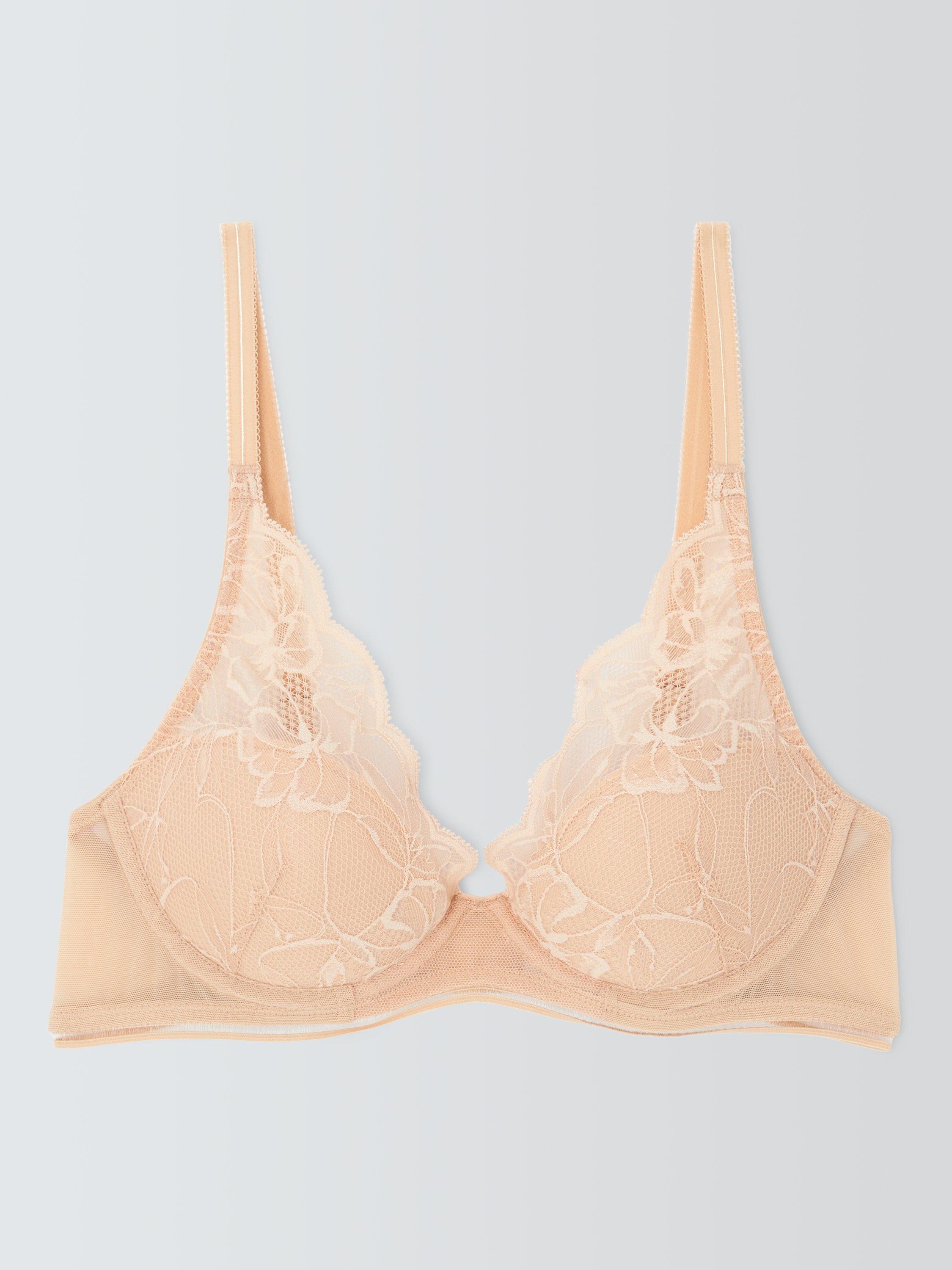 Product image 4 of 8, which shows John Lewis Wren Lace Balcony Bra, Almond, 30C