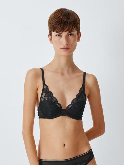 John Lewis Wren Lace Balcony Bra, Black