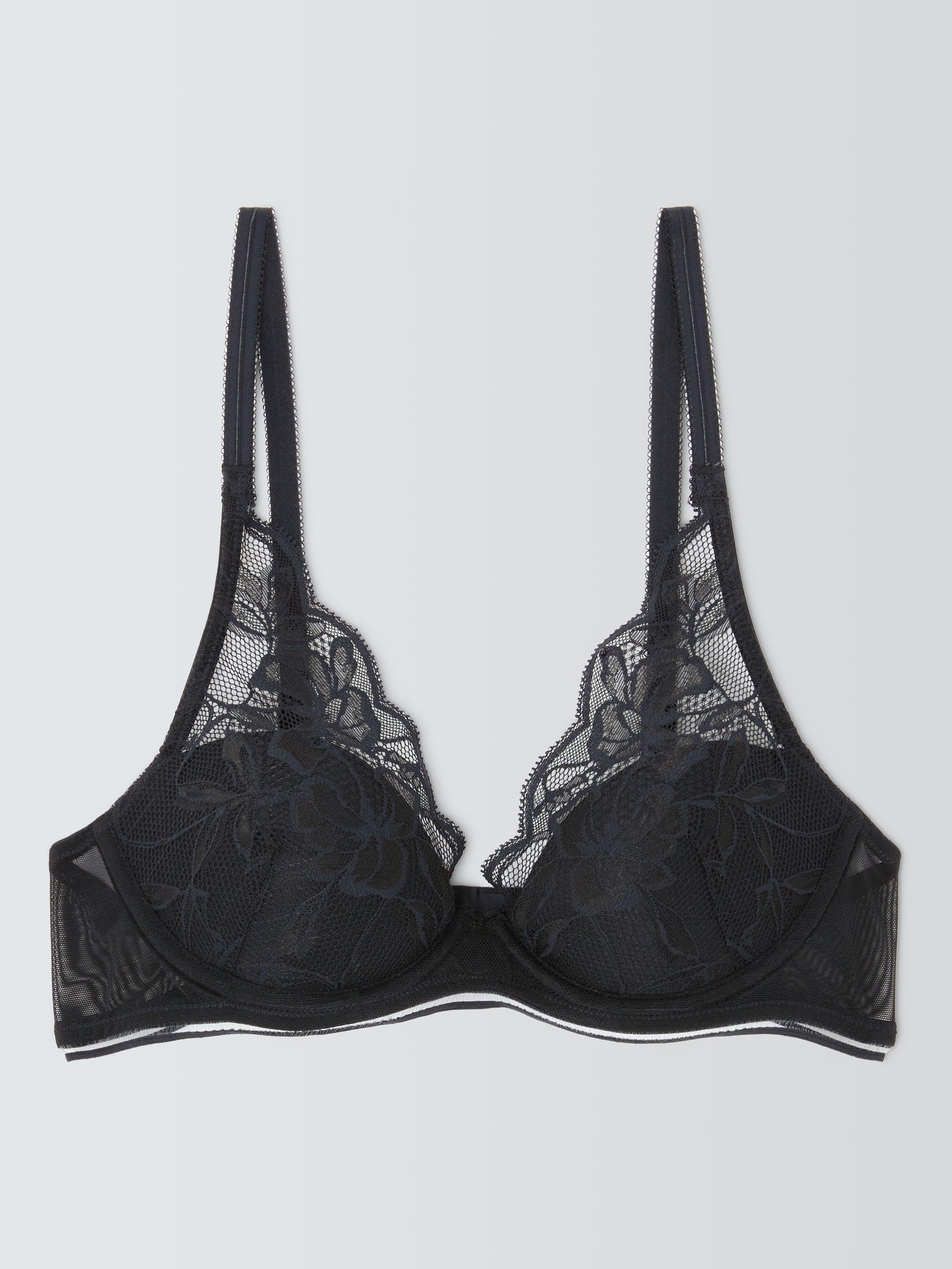 Product image 4 of 8, which shows John Lewis Wren Adjustable Lace Balcony Bra , Black, 30C