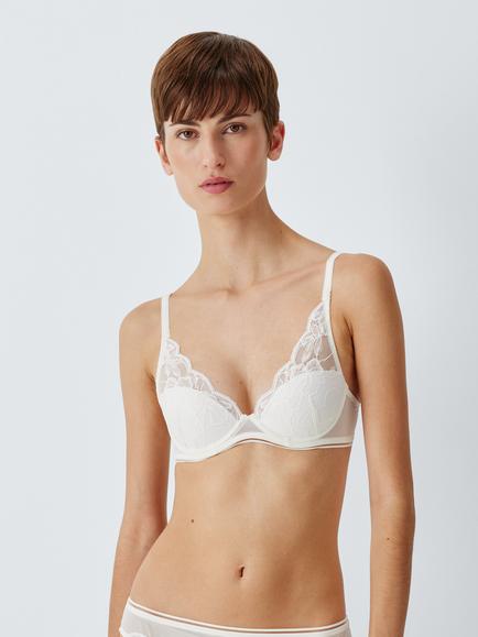 John Lewis Wren Lace Balcony Bra, White